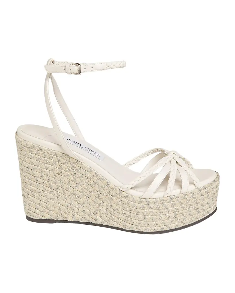 Jimmy Choo 100mm Dree Leather Espadrille Wedge Sandals