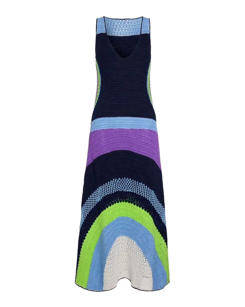 Ramy Brook Cadence Crochet Colorblock Midi-Dress