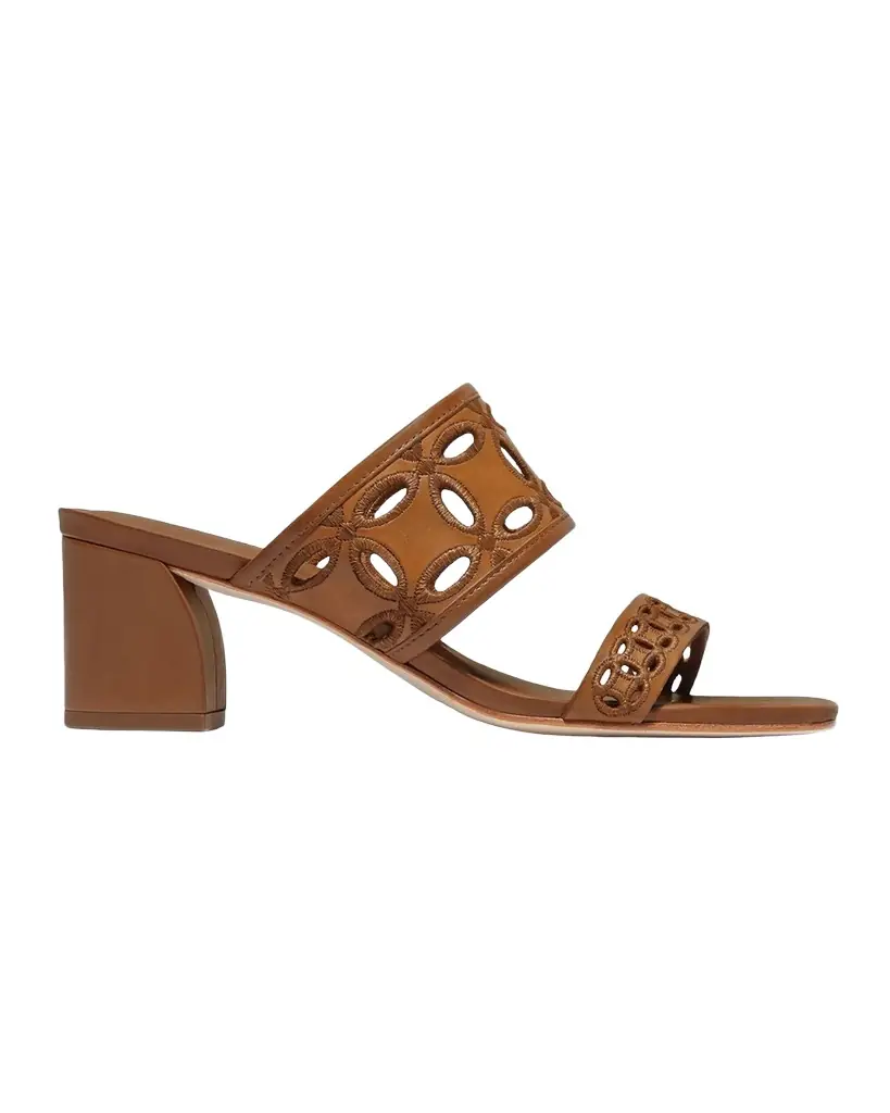 Bernardo Gemma Embroidered Leather Mule Sandals