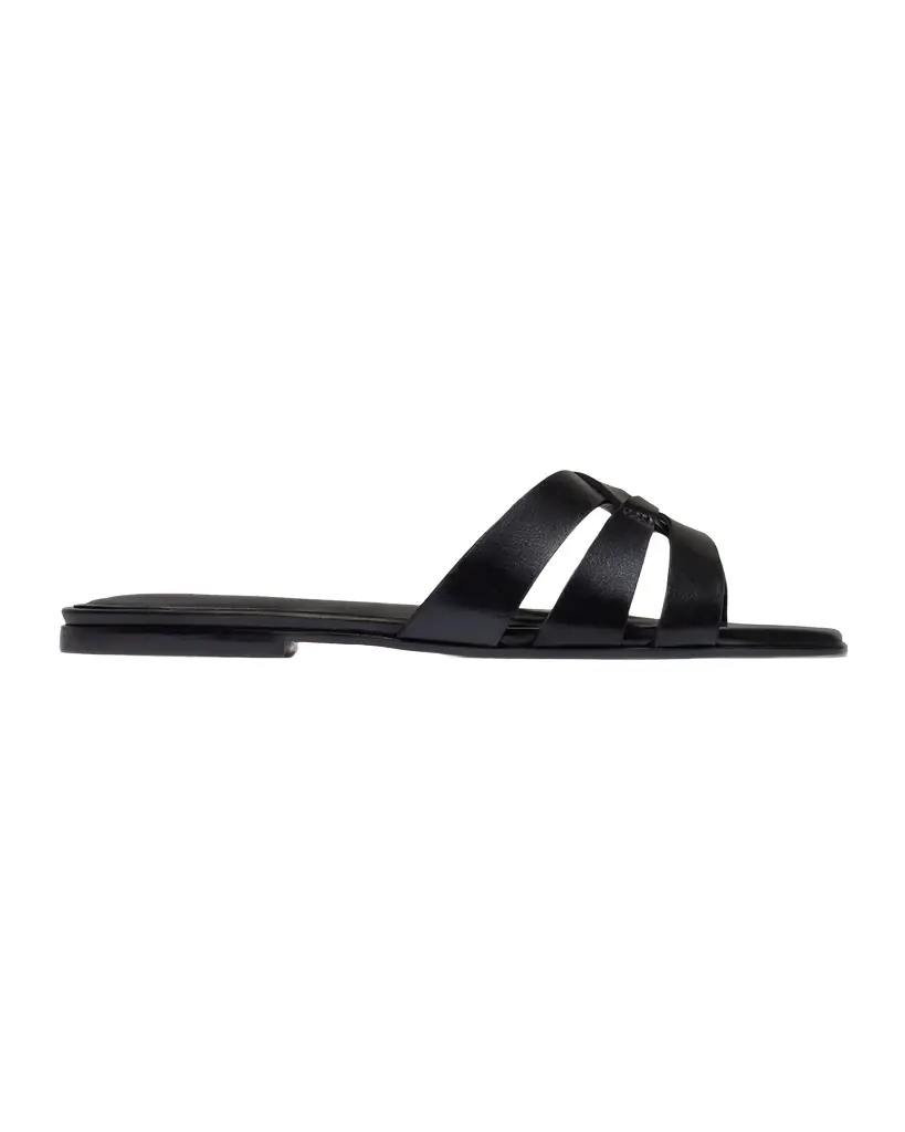 Bernardo Oxford Leather Flat Slide Sandals