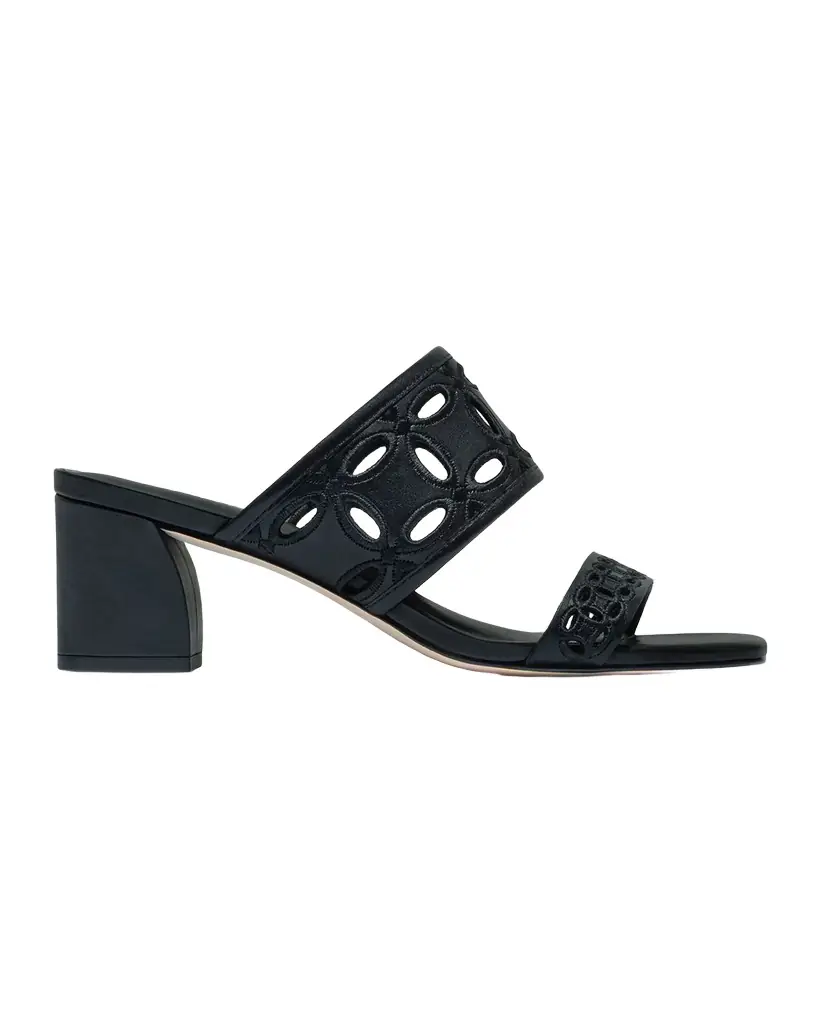 Bernardo Gemma Embroidered Leather Mule Sandals