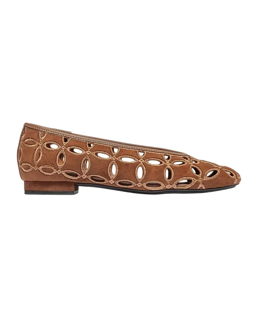 Bernardo Brie Suede Cutout Ballerina Flats