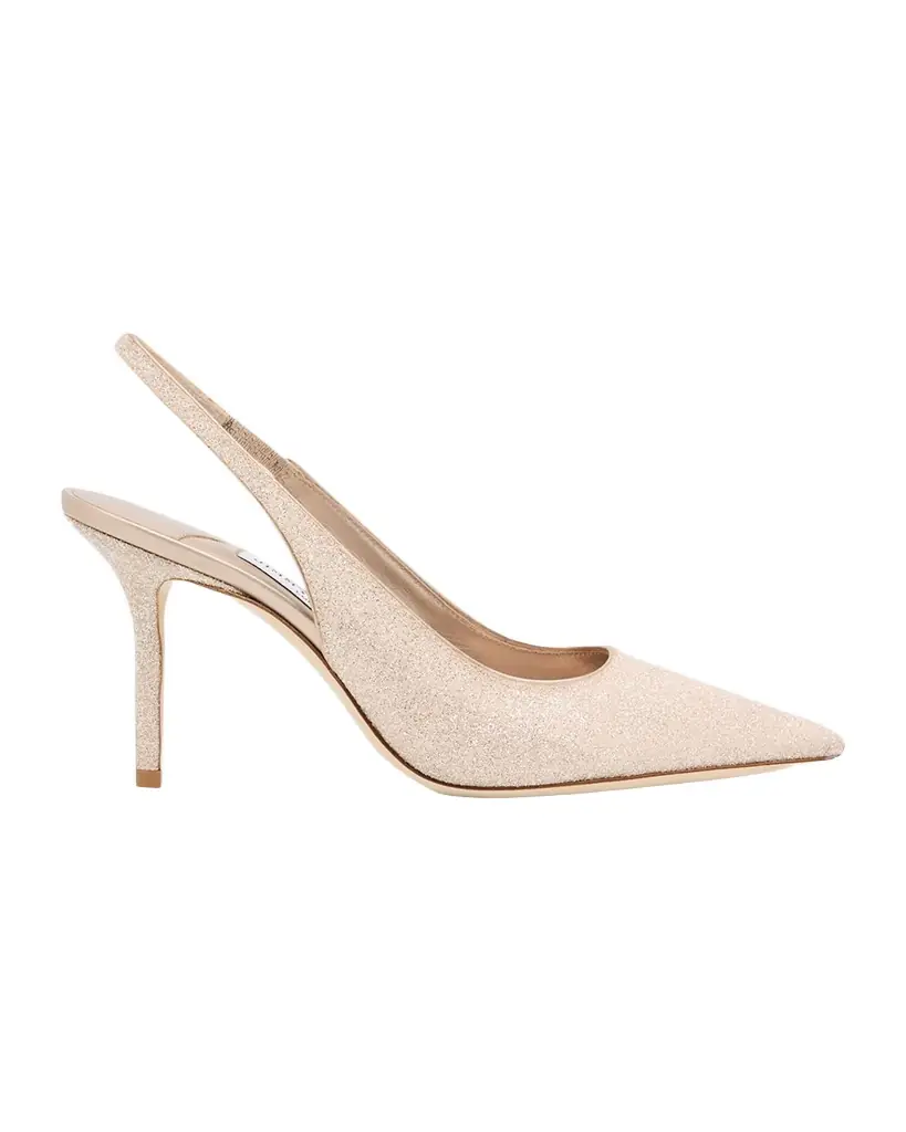 Jimmy Choo 85mm Love Glittered Leather Slingback Pumps