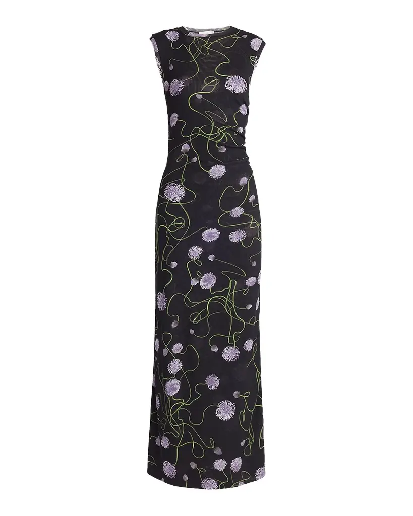 Stella McCartney Twisted Flower Mesh Sleeveless Maxi Dress
