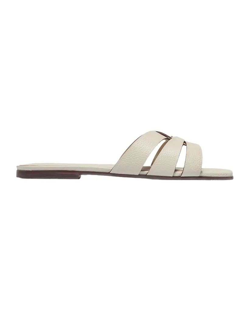 Bernardo Oxford Leather Flat Slide Sandals