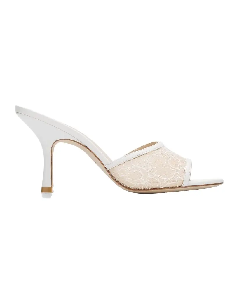 Stuart Weitzman Bareitall 85mm Lace Slide Sandals