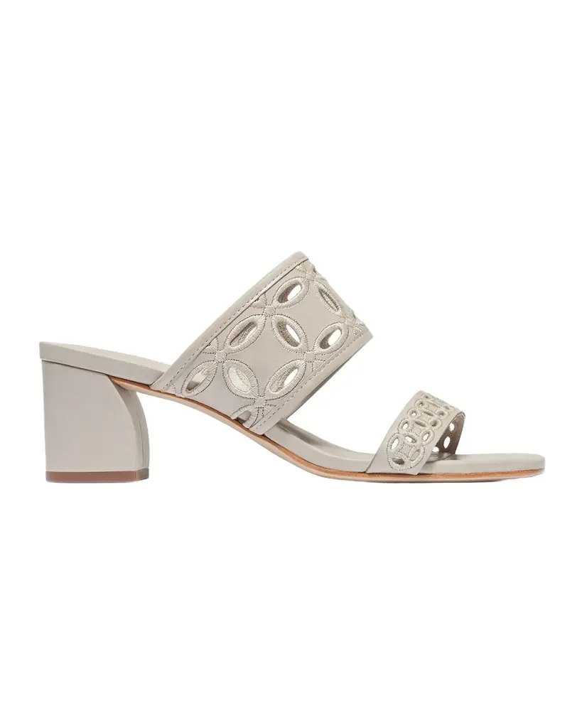 Bernardo Gemma Embroidered Leather Mule Sandals