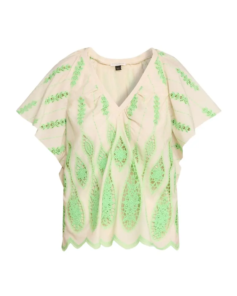 Ramy Brook Bettie Embroidered Short-Sleeve Top