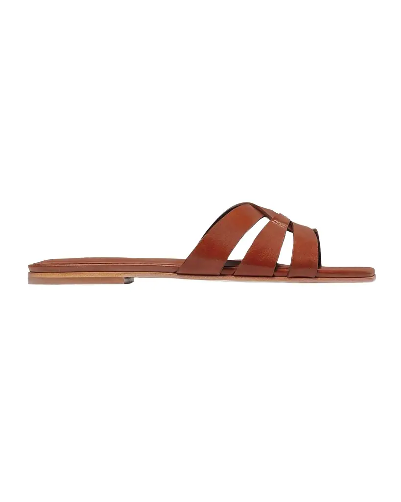 Bernardo Oxford Leather Flat Slide Sandals