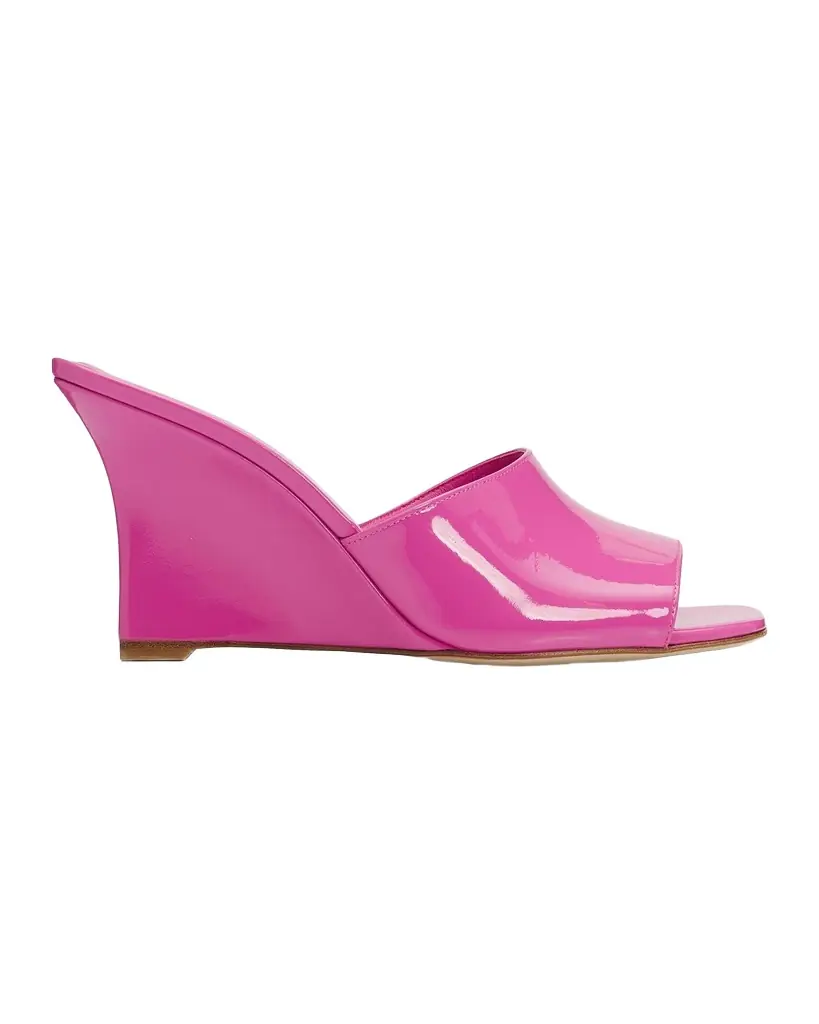 Stuart Weitzman 85mm Vinnie Patent Leather Wedge Mules