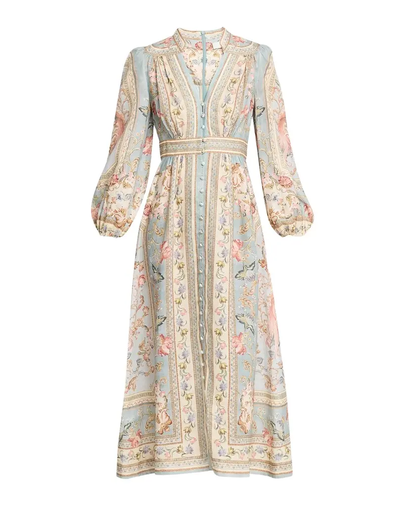 Zimmermann Roselight Plunge Midi Dress