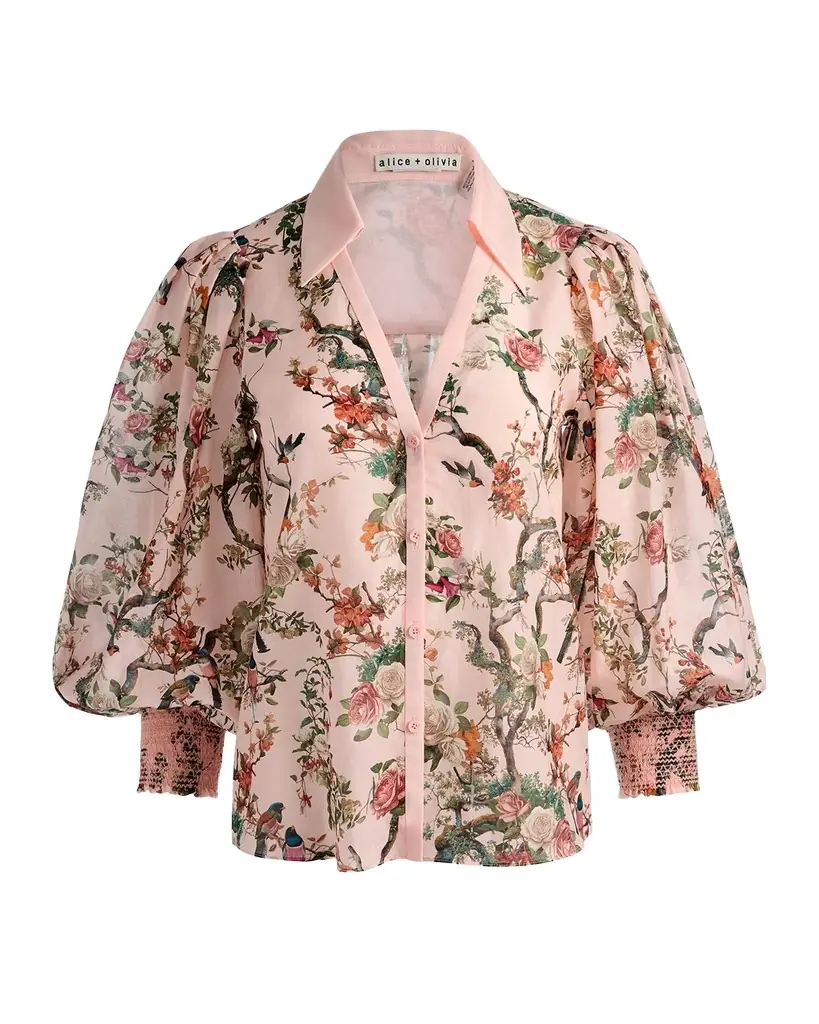ALICE + OLIVIA Charis Floral Button-Front Blouse