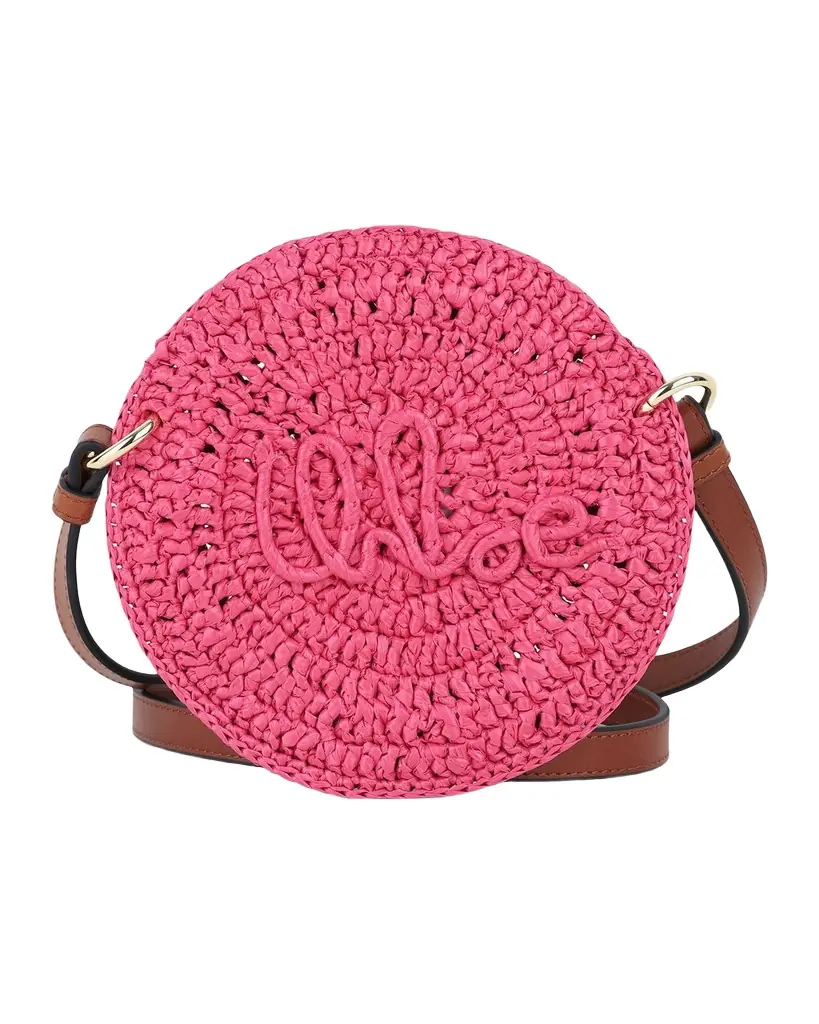 Chloe Girl 's Logo-Embroidered Raffia Shoulder Bag