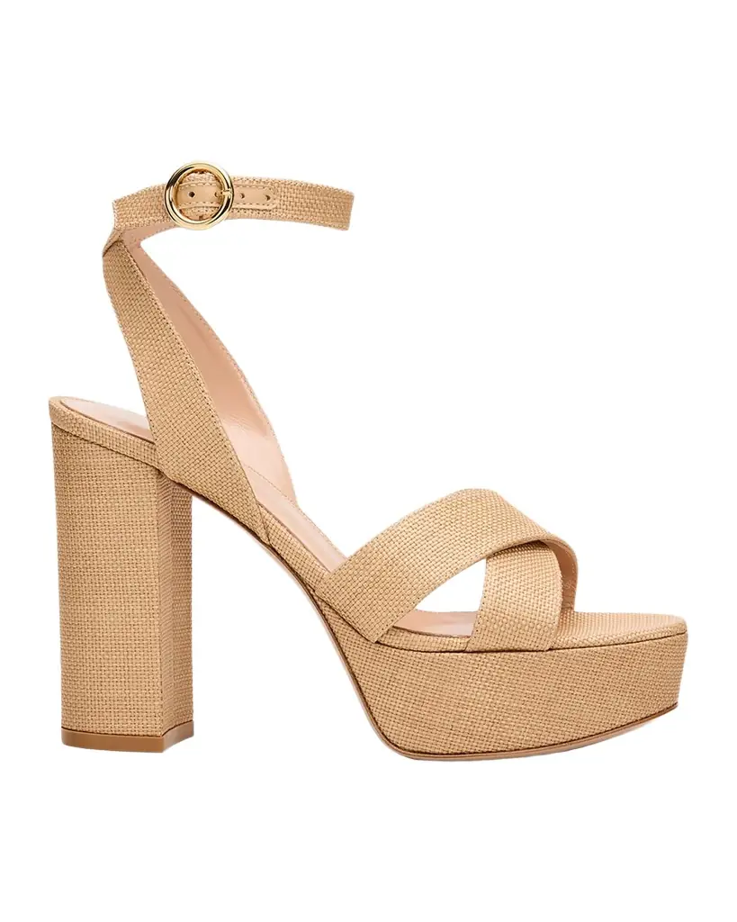 Gianvito Rossi 70mm Raffia Platform Sandals
