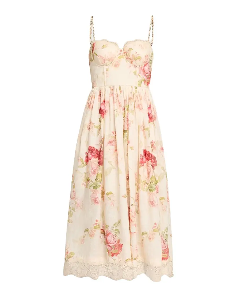 Zimmermann Roselight Corset Midi Dress