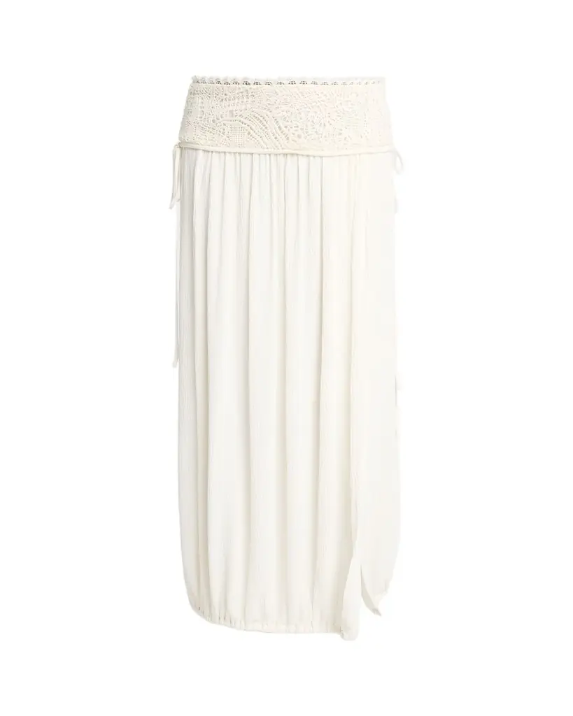 Isabel Marant Nilma Guipure Lace Crinkle Silk Midi Balloon Skirt