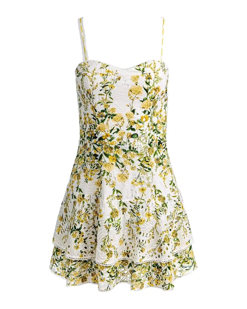 ALICE + OLIVIA Meredith Embroidered Floral Mini Dress