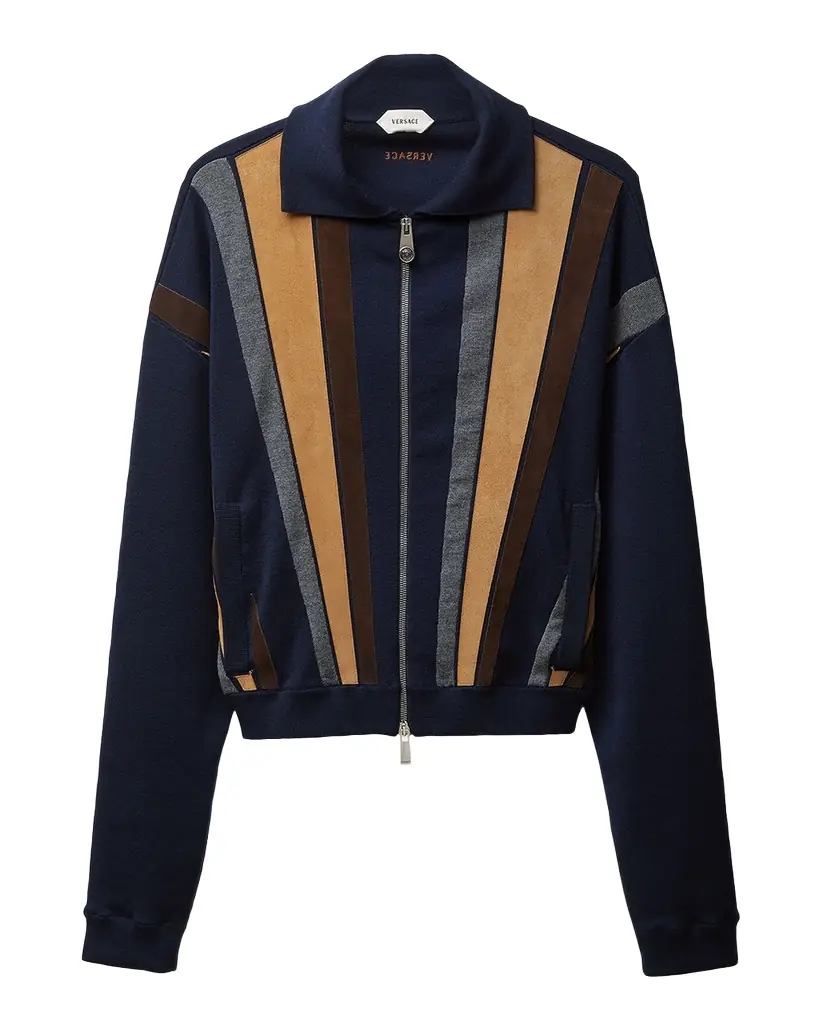 Versace Colorblocked Wool-Blend Zip-Up Blouson Jacket
