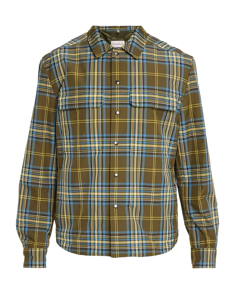 Moncler en 's onogram Checked Nylon Shirt Jacket