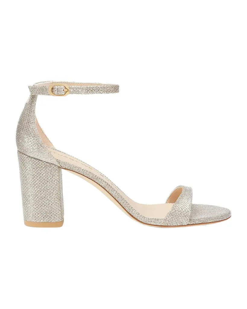 Stuart Weitzman 75mm Nudist Metallic Ankle-Strap Sandals