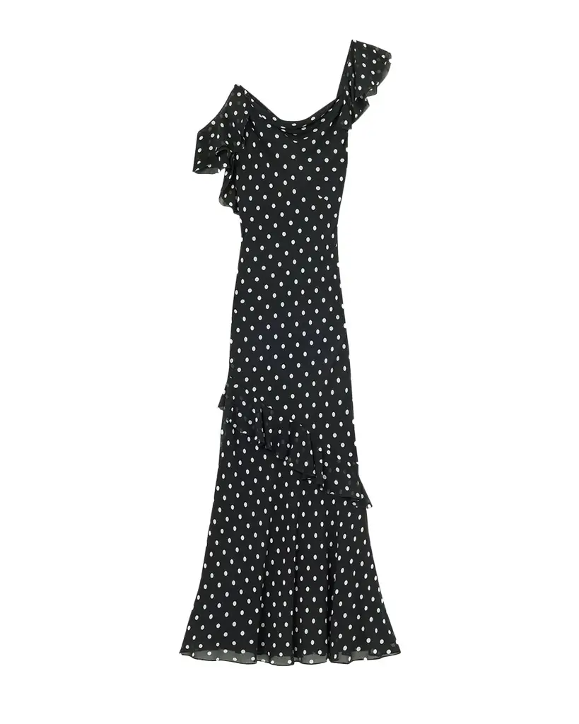 Self-Portrait Polka Dot Georgette Maxi Dress