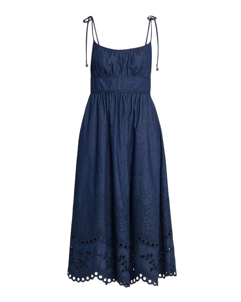 Zimmermann Mahon Broderie Denim Picnic Dress