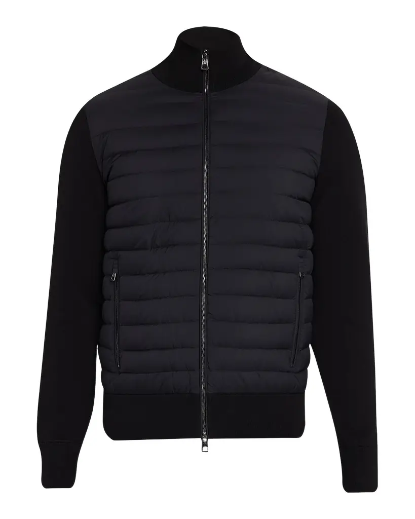 Moncler en 's Padded Crêpe Cotton Full-Zip Cardigan