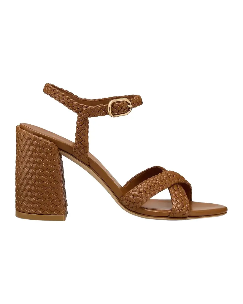 Stuart Weitzman 85mm Alyssa Woven Leather Ankle-Strap Sandals