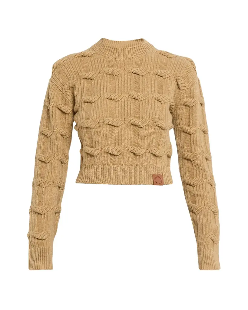 Stella McCartney Cable Knit Crop Crewneck Sweater