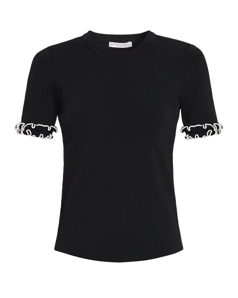 Elie Tahari The Rose Ruffle Short-Sleeve Shirt