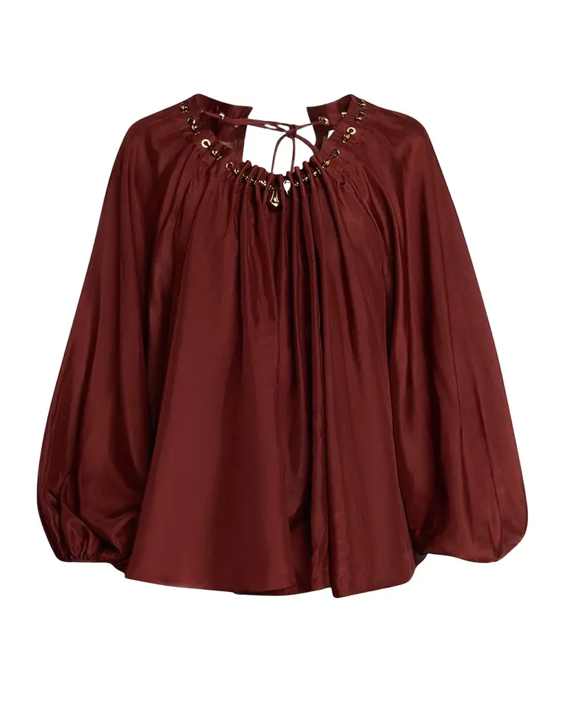 Zimmermann Aster Gathered Bead Blouse