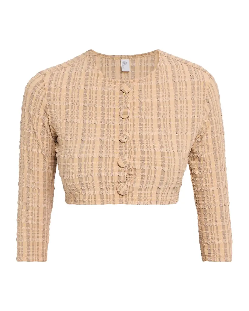 Lisa Marie Fernandez Seersucker Cropped Cardigan