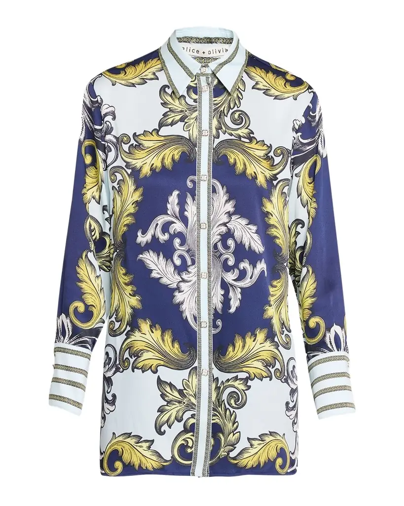 ALICE + OLIVIA Lane Oversized Button-Front Blouse