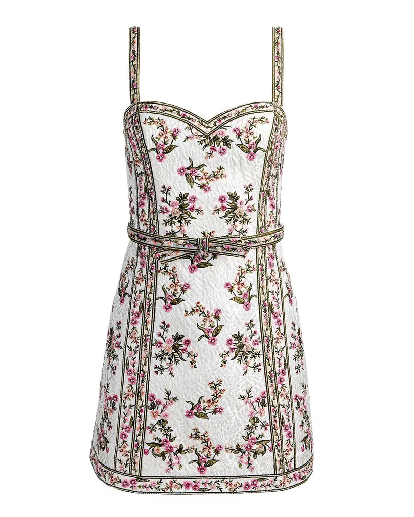ALICE + OLIVIA Katia Embroidered Jacquard Mini Dress