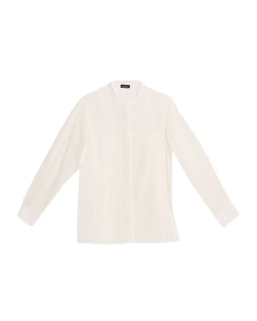 Akris Wave Broderie Anglaise Cotton Voile Blouse
