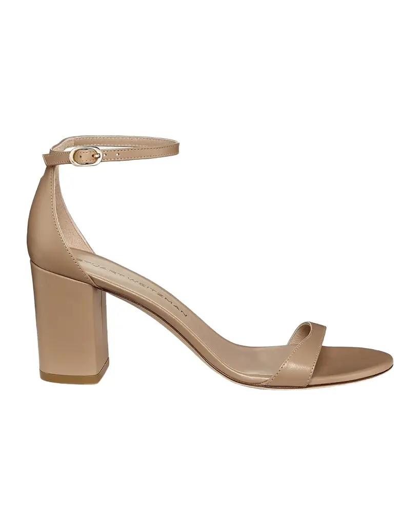 Stuart Weitzman 75mm Nudist Leather Ankle-Strap Sandals