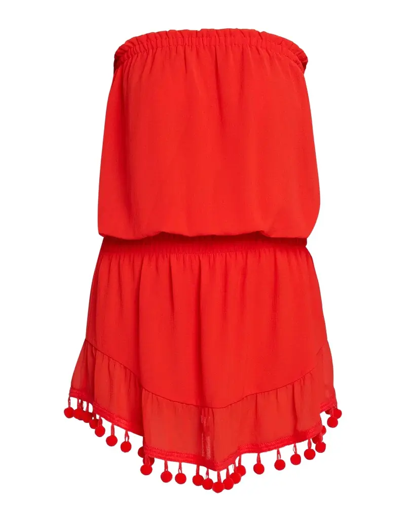 Ramy Brook Marcie Strapless Coverup Dress with Pompoms