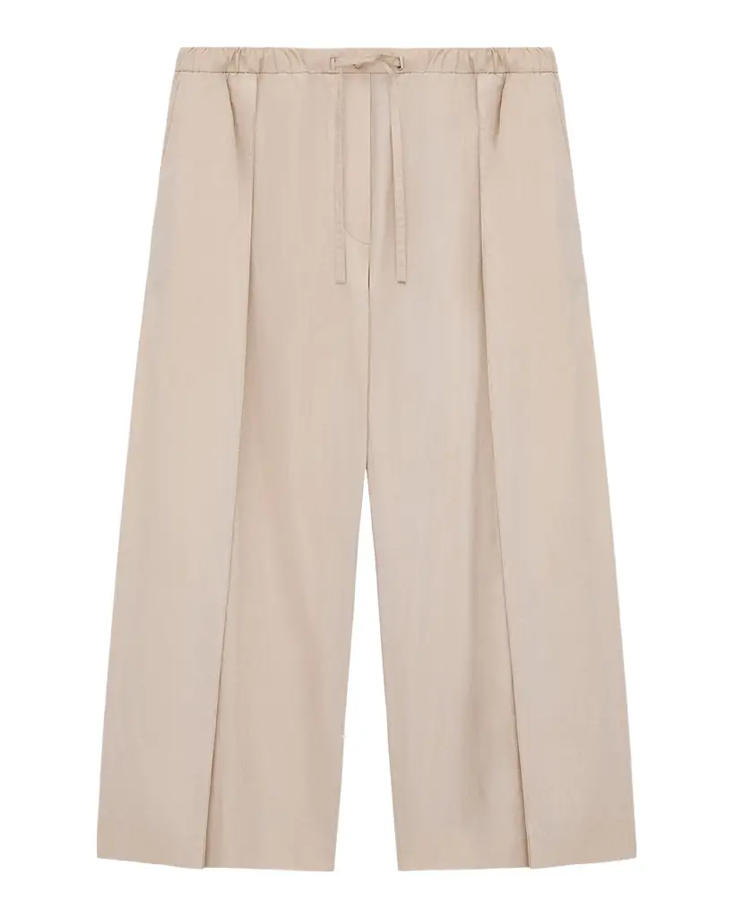 Loewe x Paula 's Ibiza Pleated Wide-Leg Crop Drawstring Pants