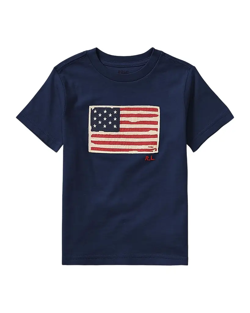 Polo Ralph Lauren Boy 's Embroidered Flag Cotton Jersey T-Shirt, Size S-