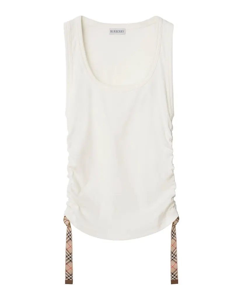 Burberry Ruched Check Drawstring Tank Top