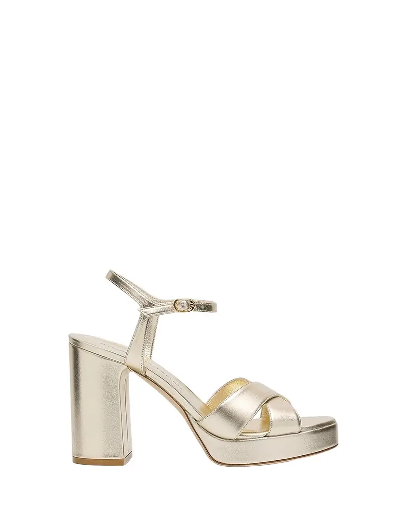 Stuart Weitzman Dayna Metallic Crisscross Platform Sandals