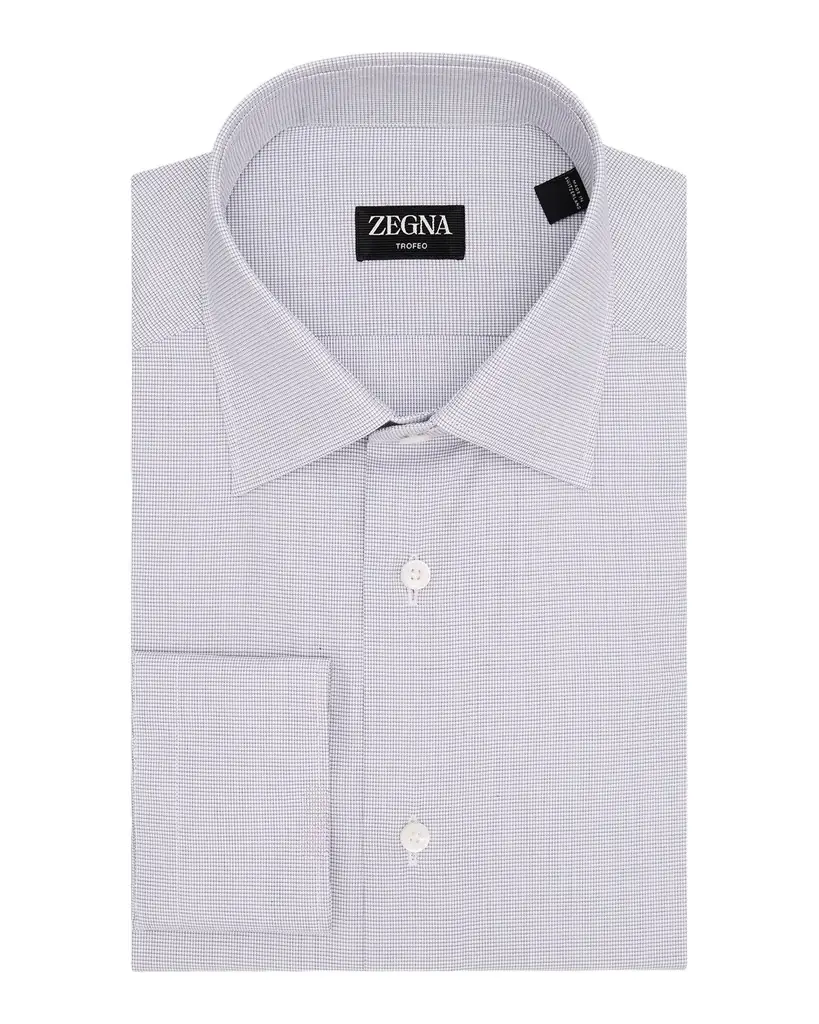 ZEGNA Men 's Micro-Check Trofeo Cotton Dress Shirt