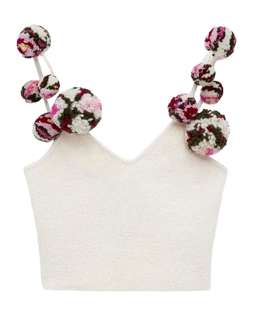 Loewe x Paula 's Ibiza Pom-Pom Knit Crop Top