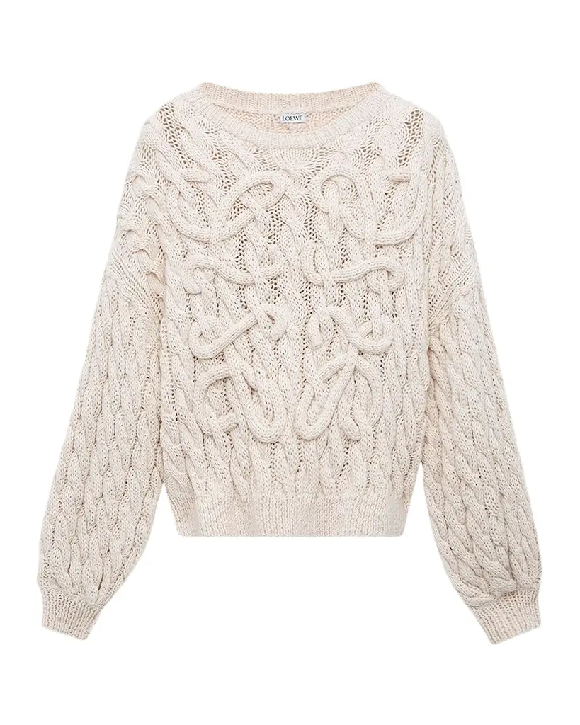 Loewe x Paula 's Ibiza Anagram Cable-Knit Sweater