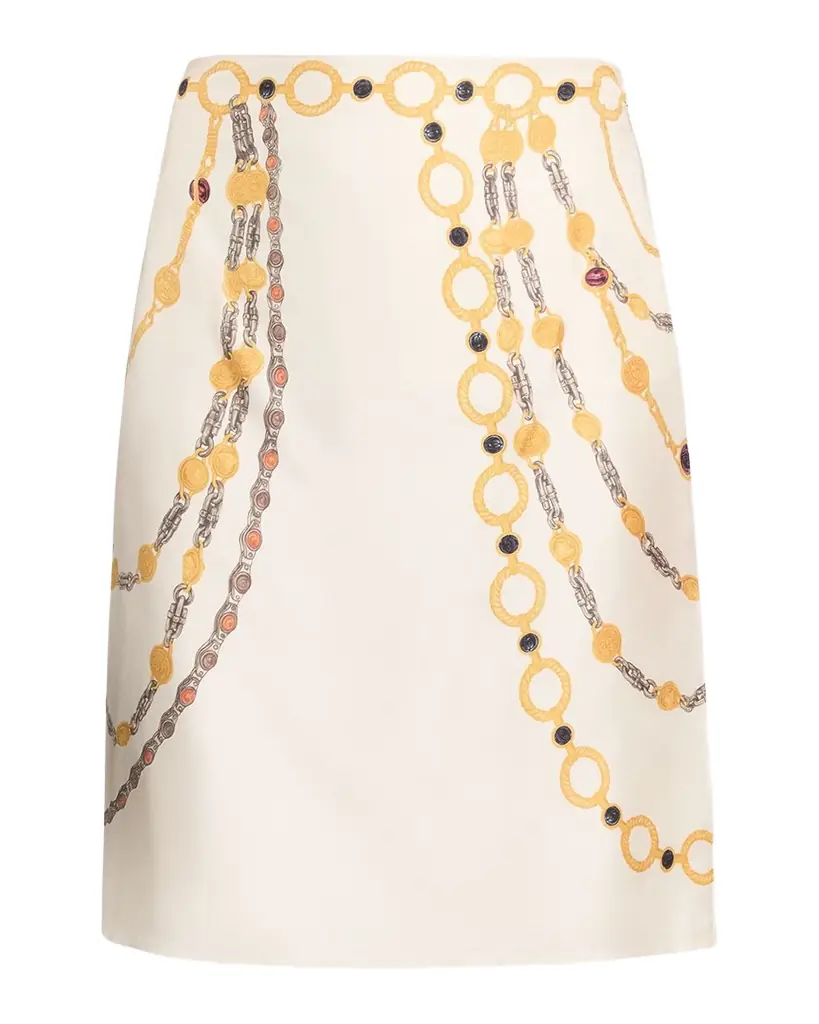 Versace Printed Silk Twill Pencil Skirt