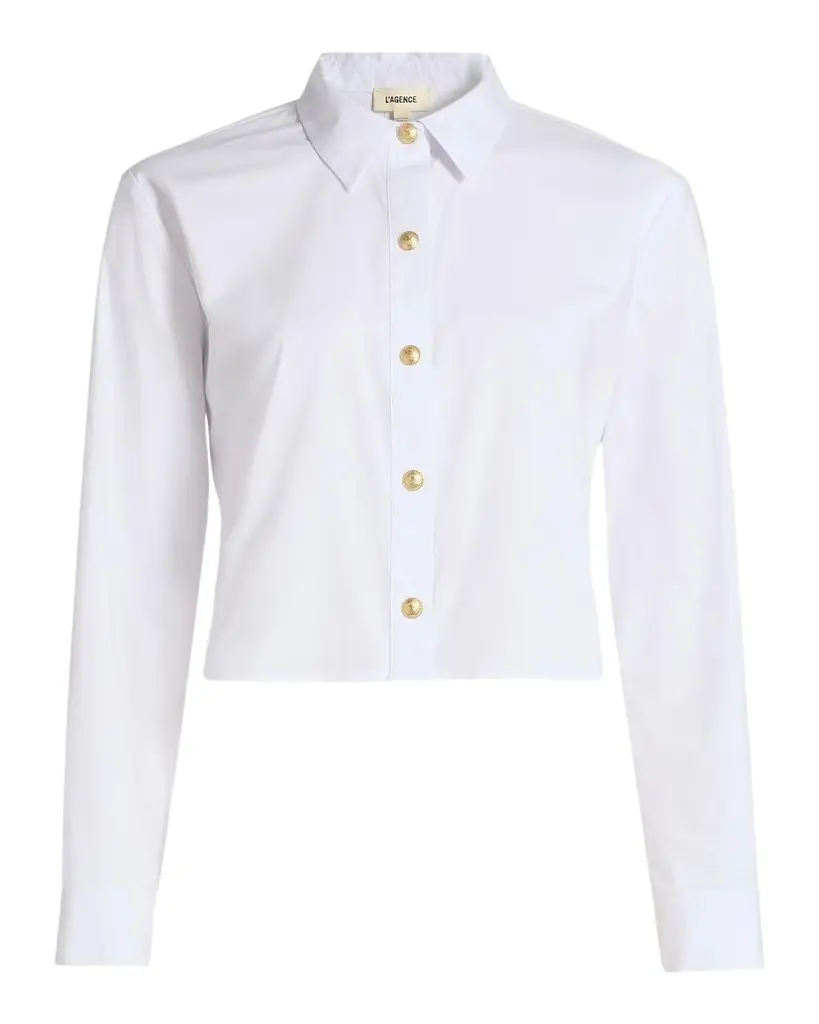 L 'Agence Cosette Cropped Button-Front Shirt