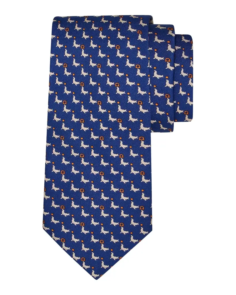 Ferragamo Men 's Gancio Sea Lion-Print Tie