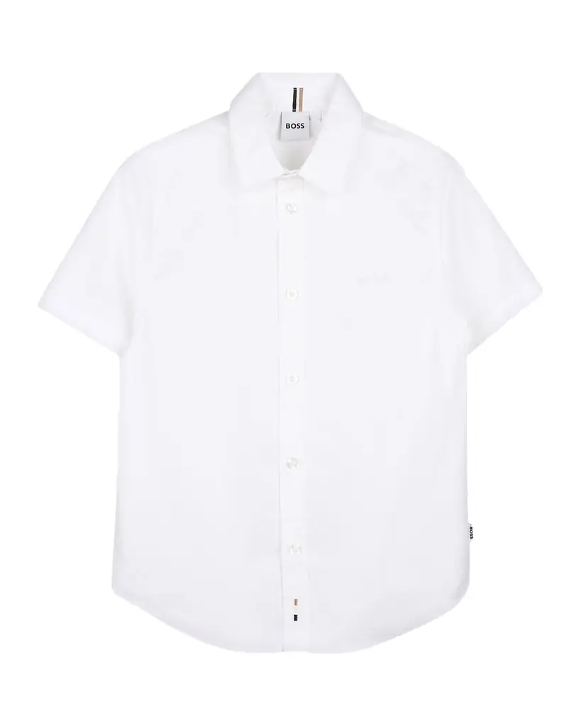 BOSS Boy 's Logo-Embroidered Short-Sleeve Cotton Shirt, Size 8-