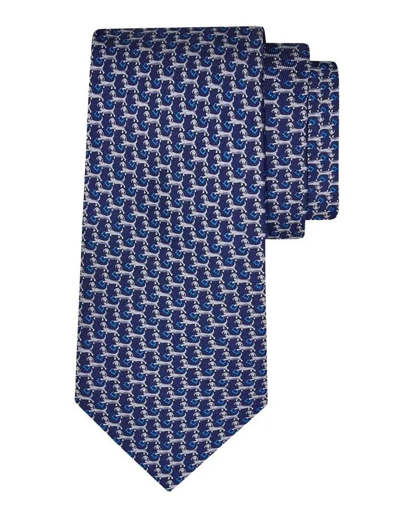 Ferragamo Men 's Dachshund Silk and Wool Tie