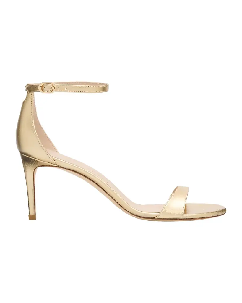 Stuart Weitzman Nudist II Metallic Ankle-Strap Sandals